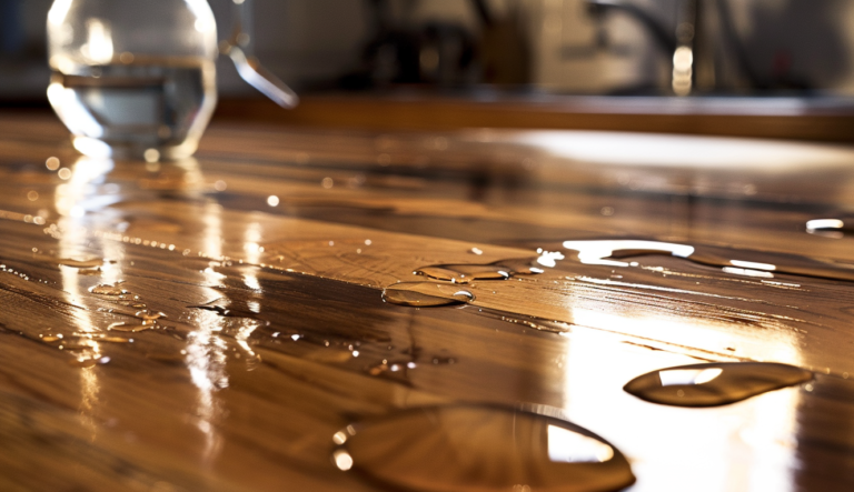 Water on a wood worktop